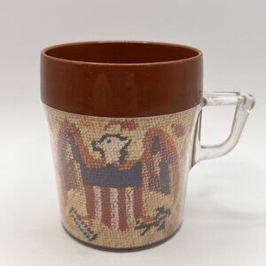 Vtg Bicentennial Plastic Mug 1776-1976 Eagle Flag Americana Needlepoint Style